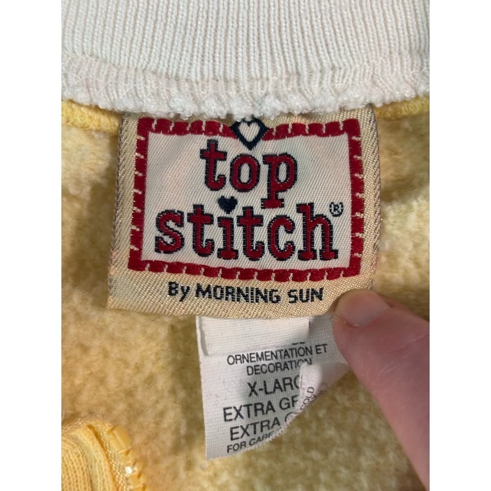 VTG Top Stitch Morning Sun Sweatshirt Full Zip XL Yellow Hummingbird Embroidery - Picture 2 of 14